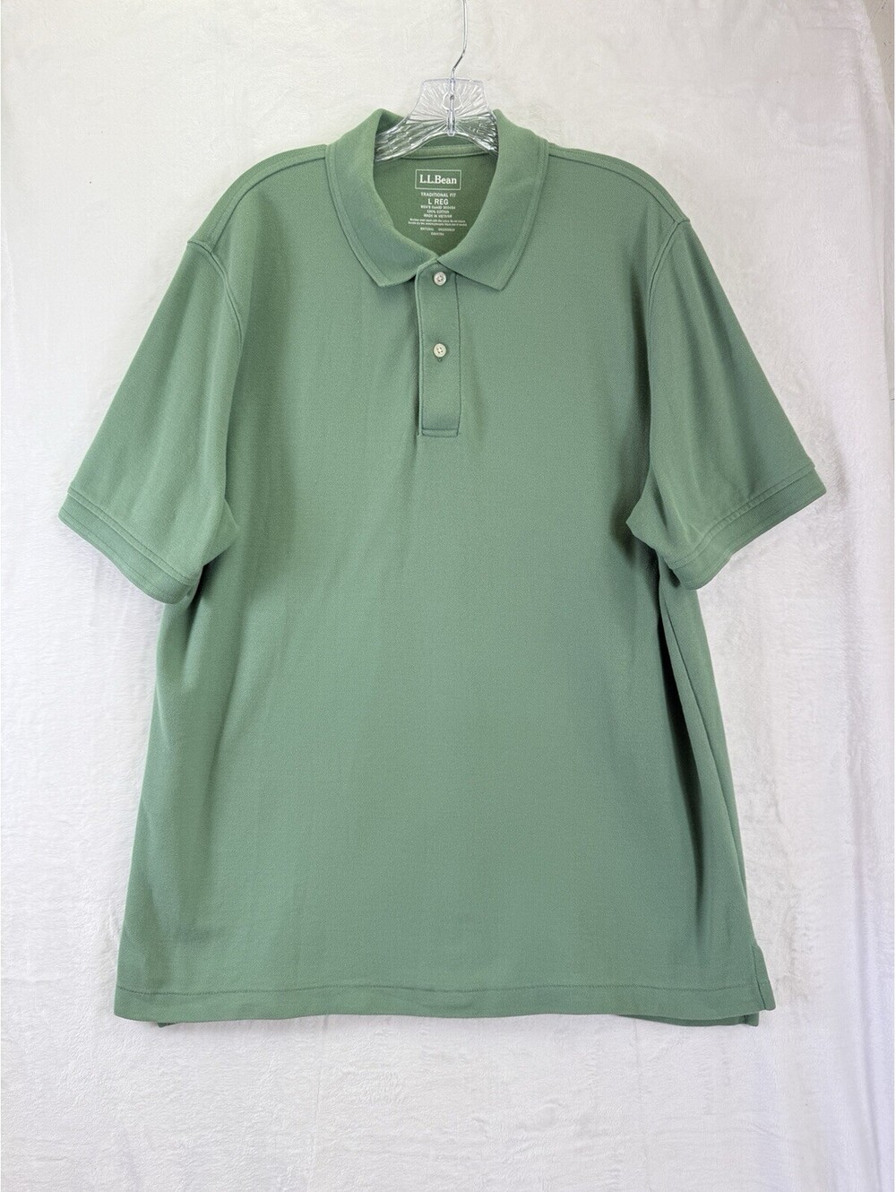 LL Bean Premium Double L Polo Shirt Large Men Green Short Sleeve Traditional Fit